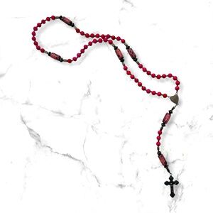 Vintage rosary, sterling silver and pink beads